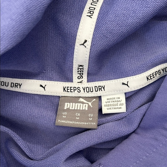 Puma Women's M cropped Hoodie sweatshirt EUC modern sports athletic haze blue - Picture 4 of 5